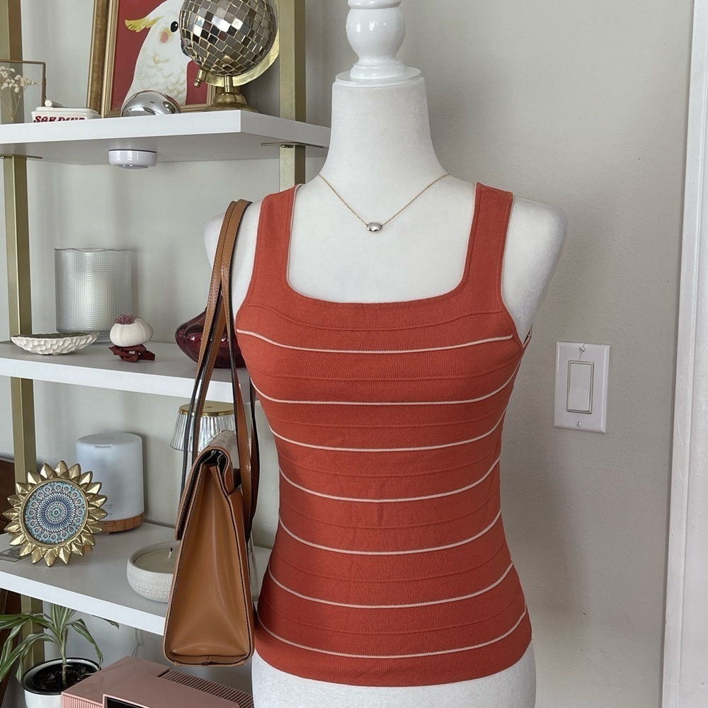 Orange Striped Women's Top Size M